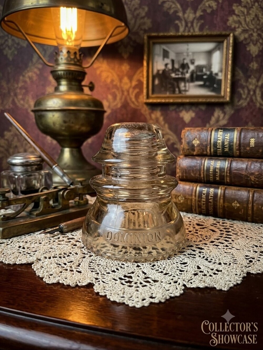 Vintage Dominion 42 Clear Glass Insulator | Diamond Logo